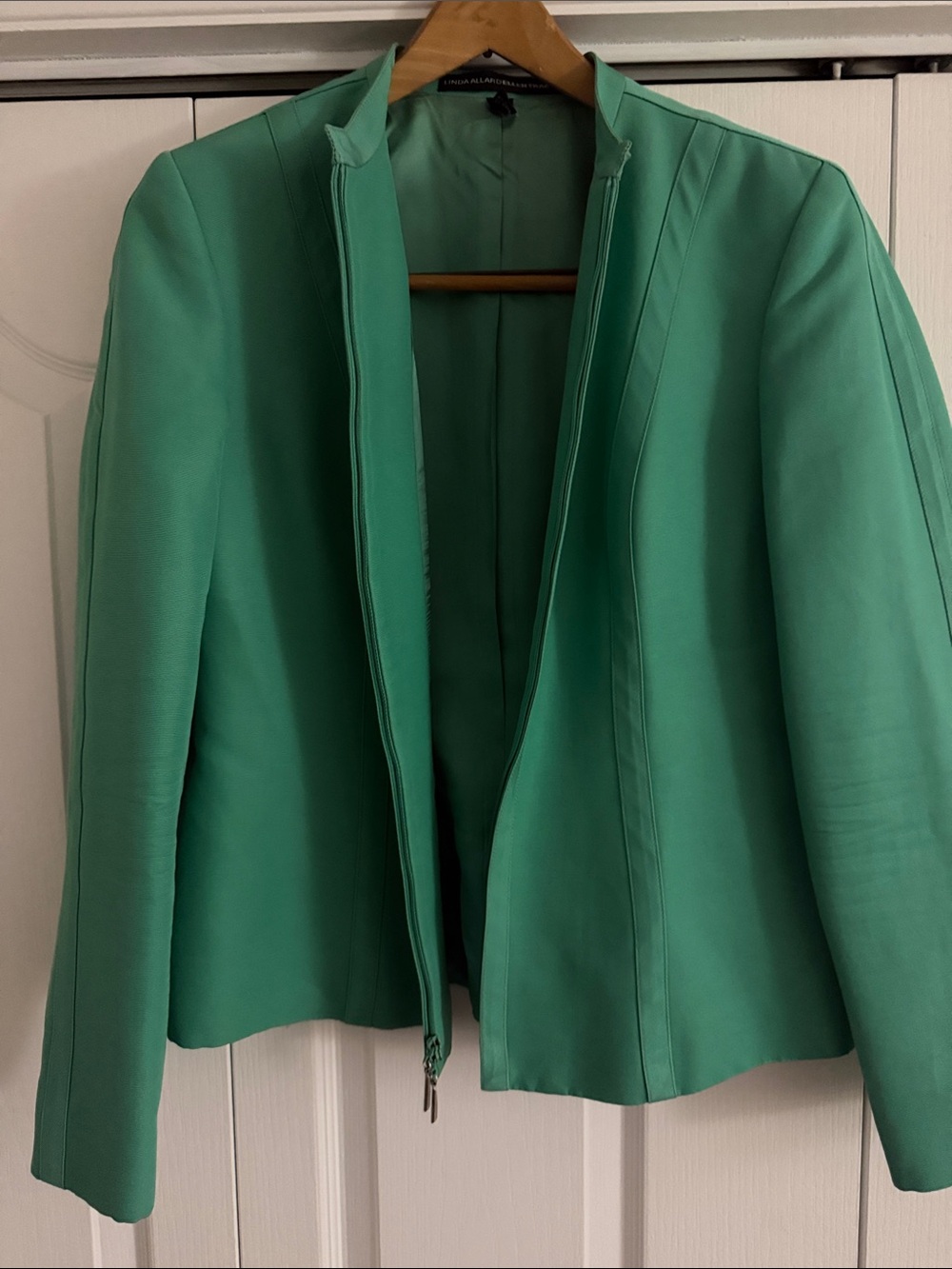 Linda Allard Ellen Tracy Green Blazer Jacket Women’s Size 10 Cotton Rayon Lined